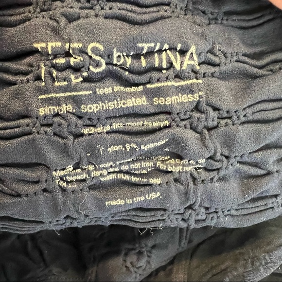 Tees by Tina Dark Ink Navy Blue Seamless Crinkle Miracle Dress Women’s One Size - Picture 5 of 5